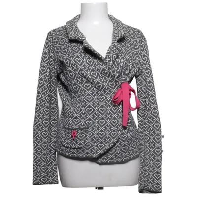 Cardigan cache-cœur (Gris, Blanc) de Emilia Acrylique, Coton