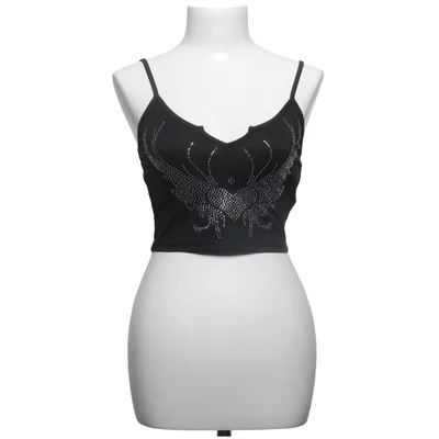 Crop top (Noir) de Romwe Élasthane, Polyester