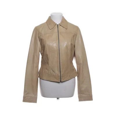 Leather jacket (Beige) from Bershka Leather, Polyester