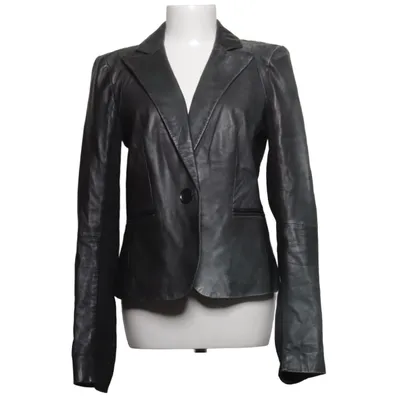 Leren blazer (Grijs) van Trouve Katoen, Leer, Polyester