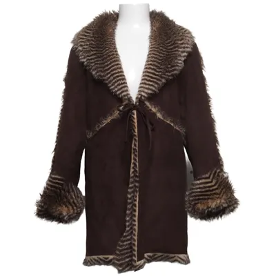 Veste en peau de mouton retournée (Marron) de La Fée Maraboutée Acrylique, Polyester