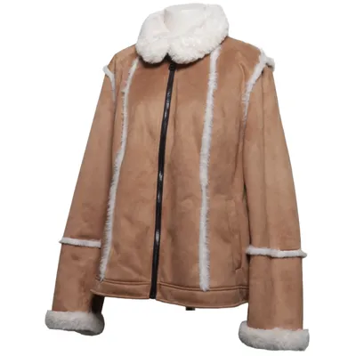 Shearling jacket (Brown, White) from Ulla Popken Polyester