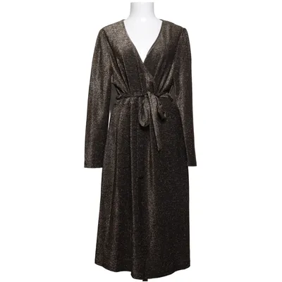 Klänning (Brun, Guldfärgad) från MyWear Woman Elastan, Metallfiber, Polyester