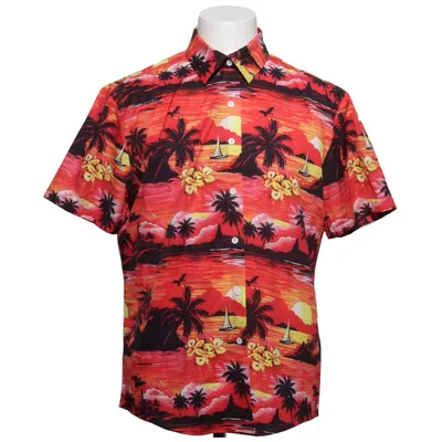 Kortärmad skjorta (Röd, Orange, Flerfärgad) från Coofandy Elastan, Polyester