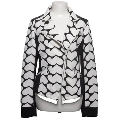 Biker jacket (Black, White) from 101 Idees Elastane, Polyester