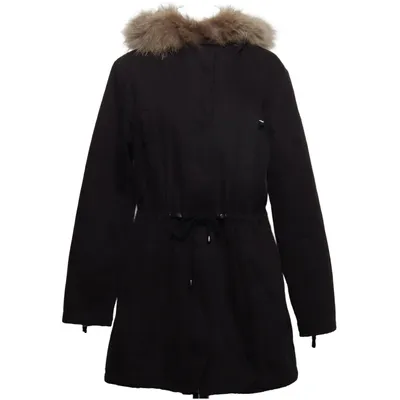 Parka (Black) from Mrs & Hugs Cotton, Polyester, Rabbit fur