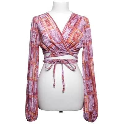 Slå-om bluse (Pink, Orange) fra Urban Outfitters Elastan, Polyester