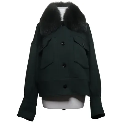 Veste (Vert) de Meotine Élasthane, Fourrure de renard, Polyester, Viscose