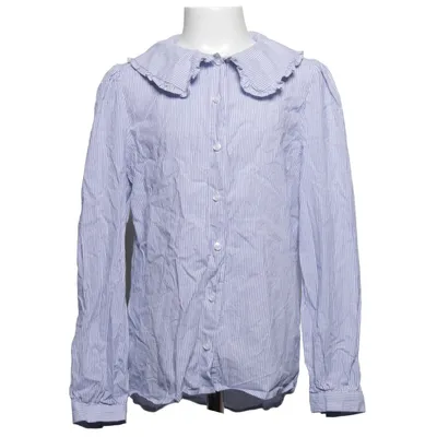 Blouse (Blauw, Wit) van Mango Katoen, Elastaan