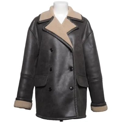 Shearling jacket (Gray, Beige) from Zara Elastane, Polyester