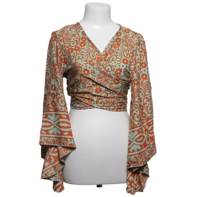 Wrap blouse (Green, Orange, Multicolored) from Chic Ethnic Silk