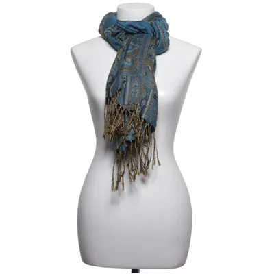 Sjaal (Blauw, Zwart, Geel) van Pashima Kasjmier, Zijde