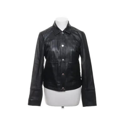 Leren jack (Zwart) van Visual Clothing Project Katoen, Leer, Gerecycled polyester