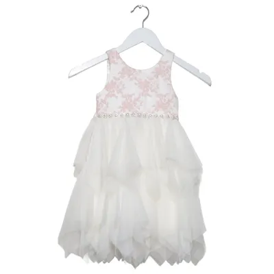 Blomsterpigekjole (Hvid, Pink) fra American Princess Polyester