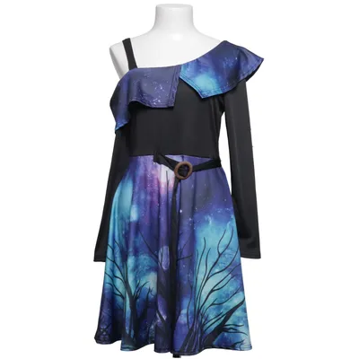 Dress (Blue, Black, Multicolored) from Dressfo Elastane, Polyester