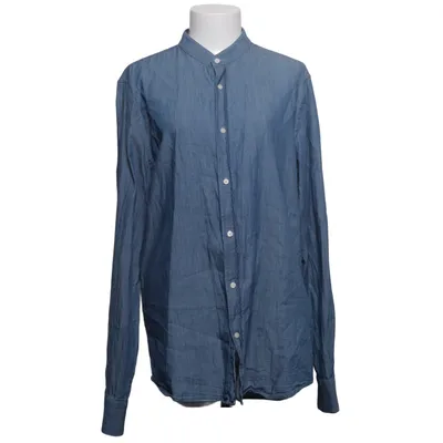Jeansskjorte (HANS GRANDAD COLLAR SHIRT BLUE DENIM) fra Studio Total Bomuld