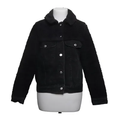 Lined denim jacket (Black) from Topshop Petite Cotton, Polyester
