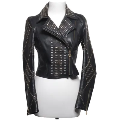 Bikerjack (Zwart) van Versace for H&M Leer, Polyester