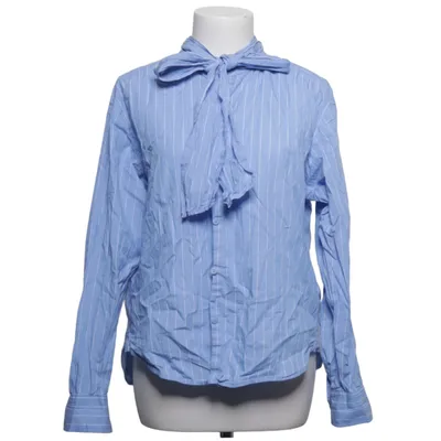 Pussy bow blouse (Blue, White) from Darling Harbour Organic cotton