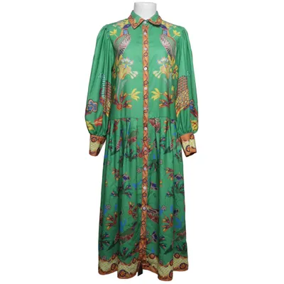 Robe longue (Vert, Multicolore) Lin, Polyester