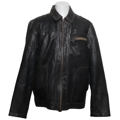 Leren jack (Grijs) van Trapper Katoen, Leer, Polyester