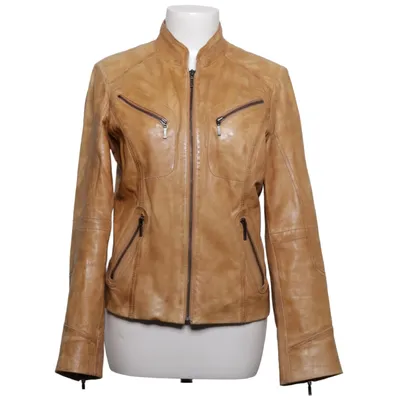 Leren jack (Bruin) van Saki Collection Katoen, Leer, Polyester