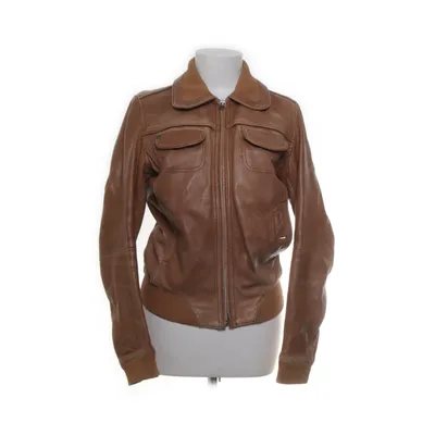 Läderjacka (Brun) från Mango Bomull, Elastan, Skinn, Polyester