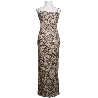 Maxikjole (Beige, Brun, Sort) fra Bershka Elastan, Polyester