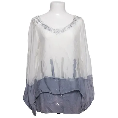 Blouse (Wit, Grijs) van AmazeMe Elastaan, Zijde, Viscose
