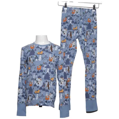 Pyjamas (Blå, Flerfärgad) från Polarn O. Pyret Elastan, Ekologisk bomull