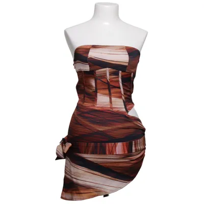 Kjole (Brun, Flerfarvet) fra PrettyLittleThing Elastan, Polyester