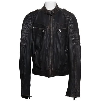 Veste en cuir (Marron) de Blue Monkey Coton, Cuir, Polyester