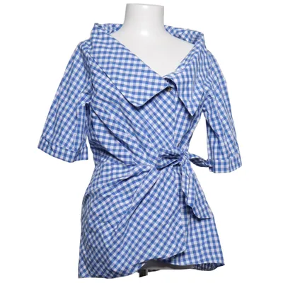 Blouse portefeuille (Bleu, Blanc) de Closet London Coton