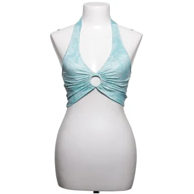 Halterneck top (Blå, Hvid) fra Shein Elastan, Polyester