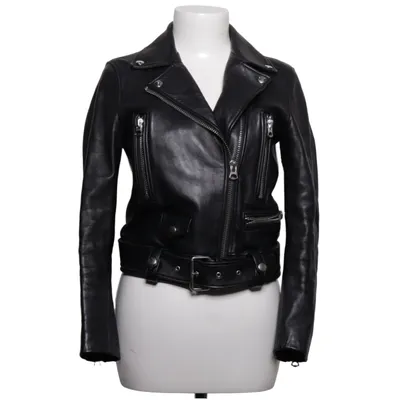 Bikerjacke (Schwarz) von Acne Studios Baumwolle, Leder, Viskose