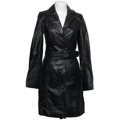 Veste longue en cuir (Noir) Cuir, Polyester