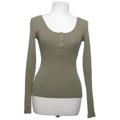 Henley shirt (Groen) van Pieces Katoen, Elastaan