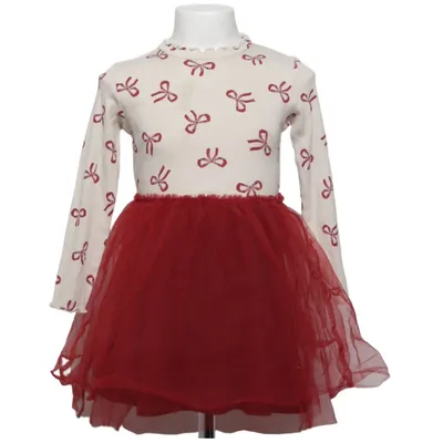 Kjole (Beige, Rød) fra Lindex Kids Bomuld, Elastan, Polyester