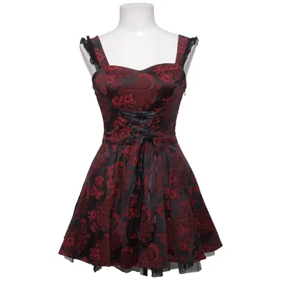 Klänning (Svart, Röd) från Hearts & Roses Bomull, Elastan, Polyester