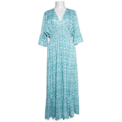 Långklänning (Vit, Turkos)