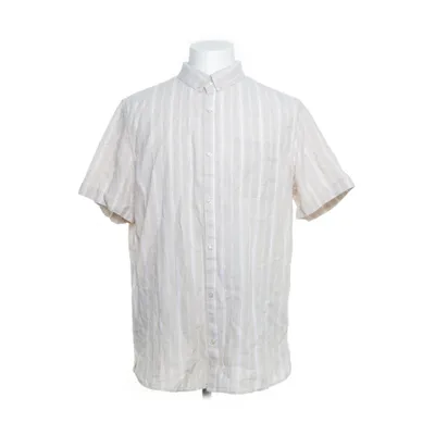 Short sleeve shirt (Beige, White) from Jean Pascale Cotton, Linen