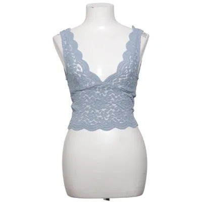 Crop top (Blauw) van Zara Katoen, Elastaan, Polyamide