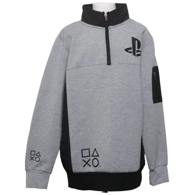 Sweat à capuche (Gris, Noir) de Playstation Élasthane, Polyester, Viscose