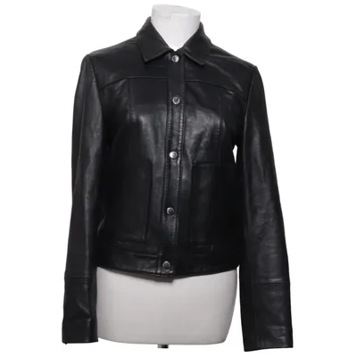Lederjacke (Schwarz) von Visual Clothing Project Baumwolle, Leder, Recyceltes Polyester