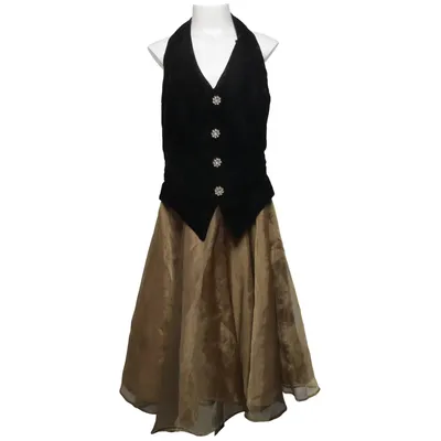 Halterneck dress (Black, Beige) from Dollar Acetate, Polyamide