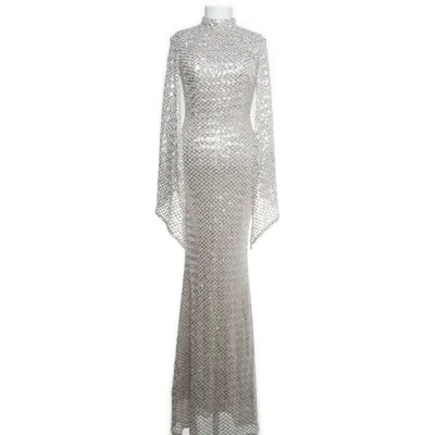 Aftenkjole (Beige, Sølv) fra Miss Ord Elastan, Polyester