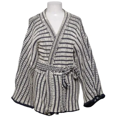 Strickjacke (Blau, Weiß) von H&M Studio Baumwolle, Polyamid
