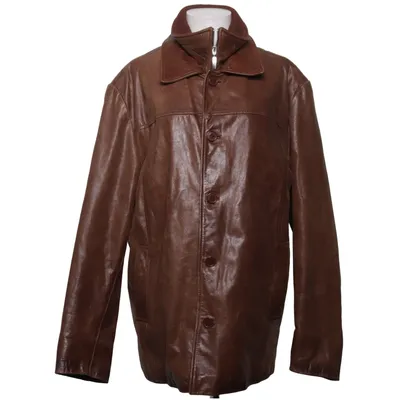Ledermantel (Braun) von Emilio Leder, Polyester, Wolle