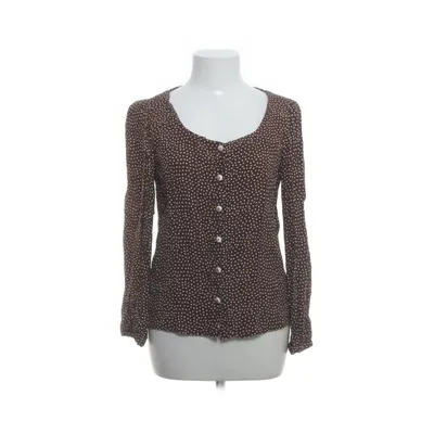 Peplum top (Brown, White) from Mango Casual Viscose