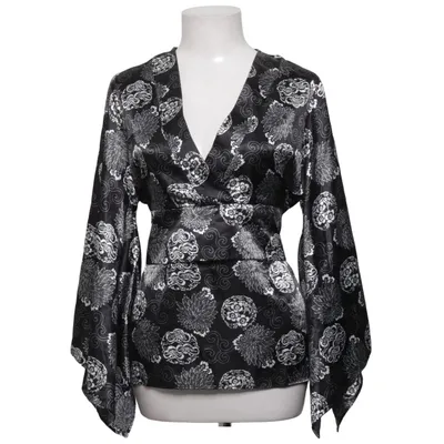 Wrap blouse (Black, White) from Brooker Polyester